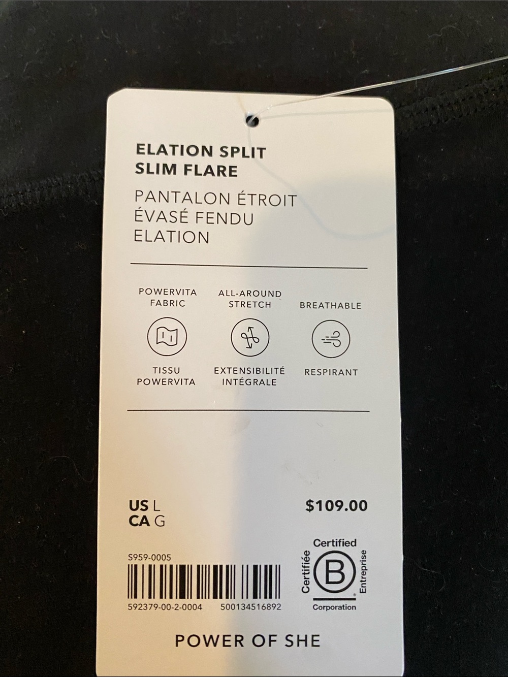 Athleta Elation split slim flare leggings pants size large new - Picture 5 of 7